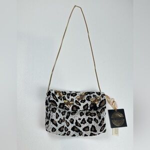 Viral Beaded Leopard With Bee’s Embellishment Chain Crossbody Bag NWT From India